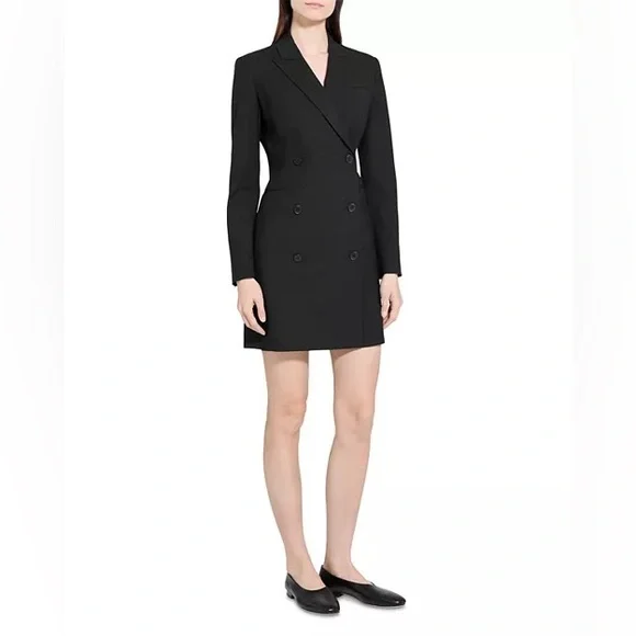 THEORY | Wool Blend Blazer  Black Dress  Size 00 - Picture 9 of 11